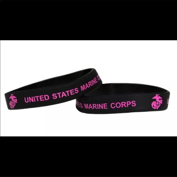 2 United States Marine Corps Bracelets Black/Pink - Picture 5 of 6